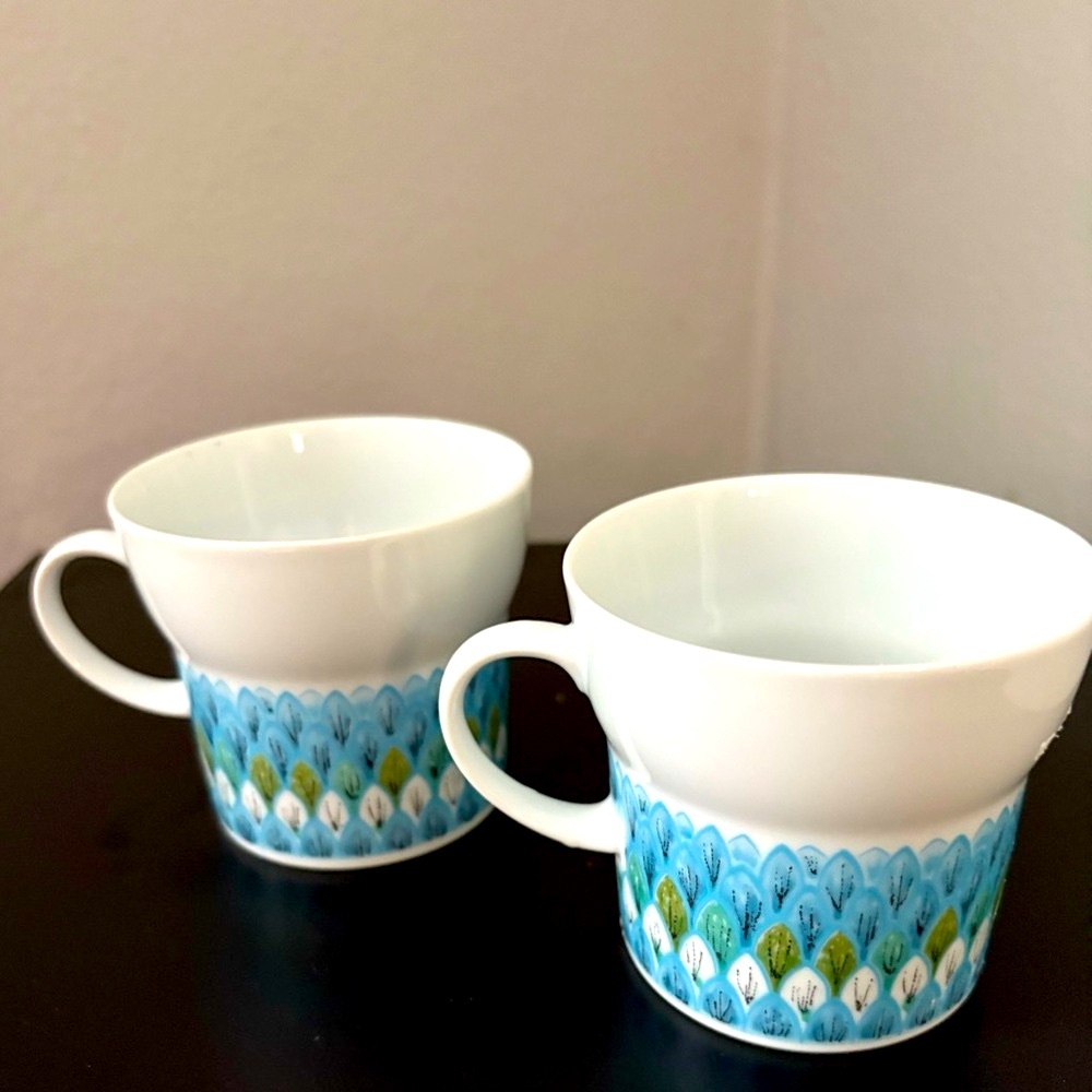 2 Vintage Noritake Bahama Younger Image China Cups Mugs- Gently used
